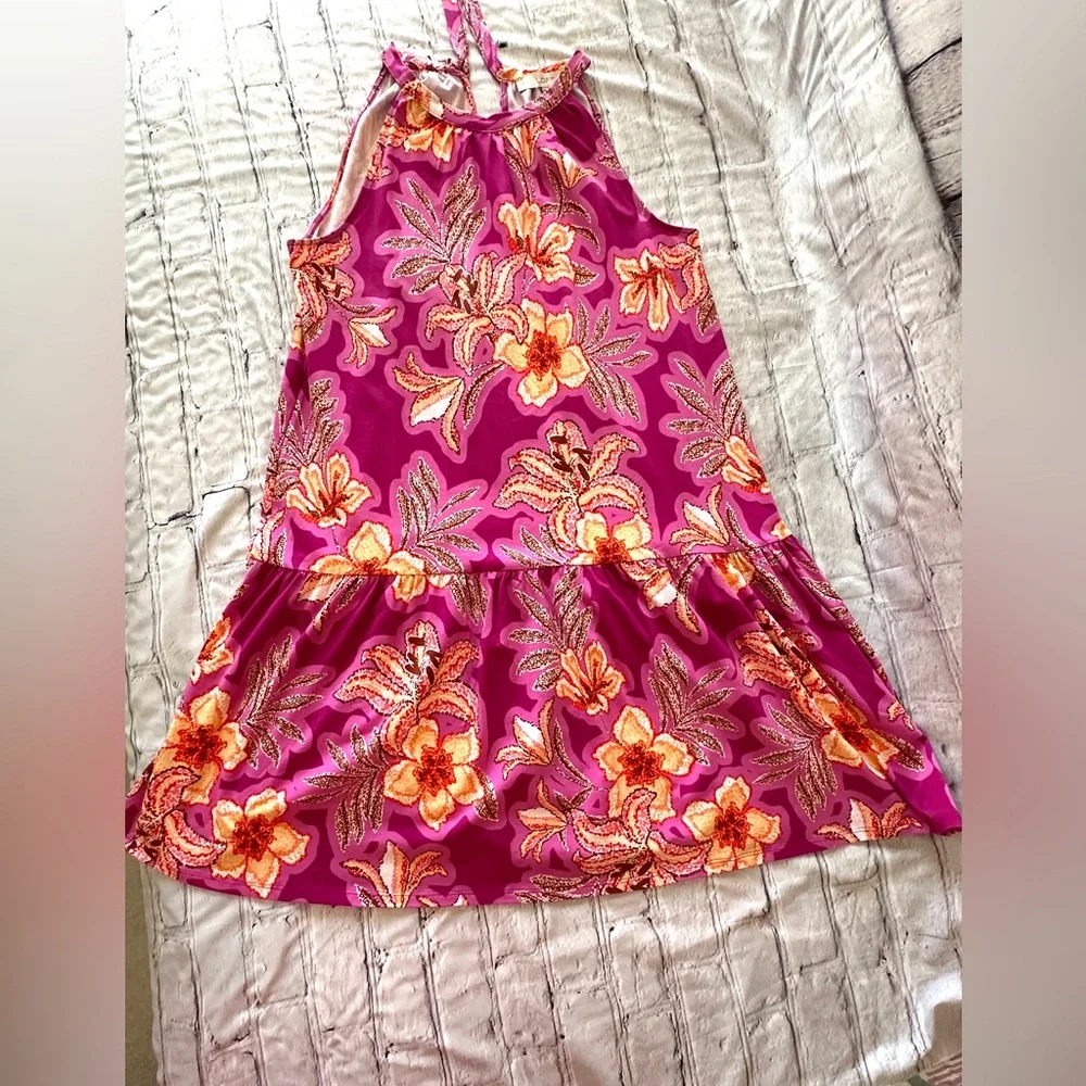 Loft Pink Mosaic Mini Halter Swing Dress - Picture 2 of 7